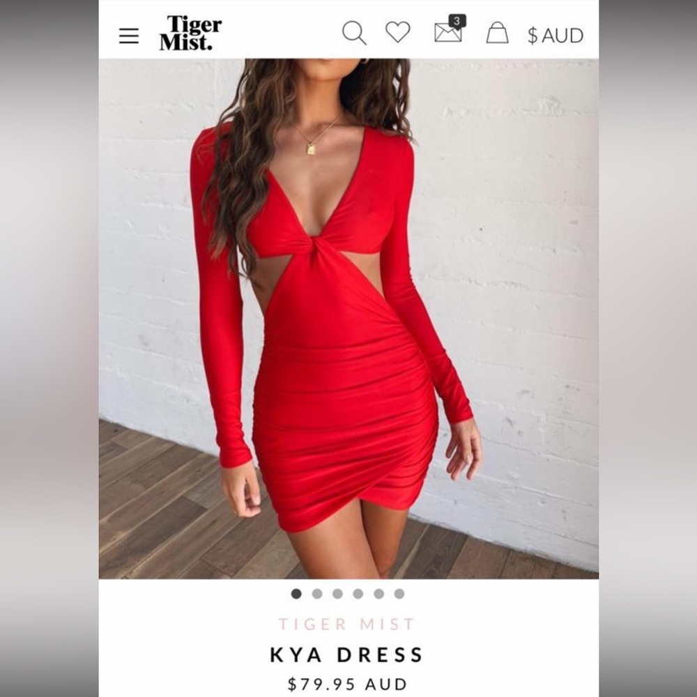 Tiger Mist Mini long sleeve red dress